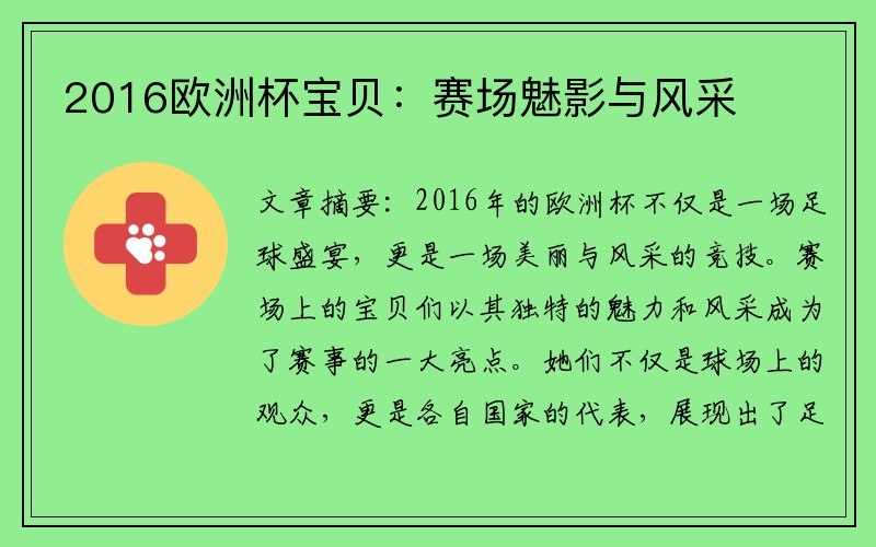 2016欧洲杯宝贝：赛场魅影与风采